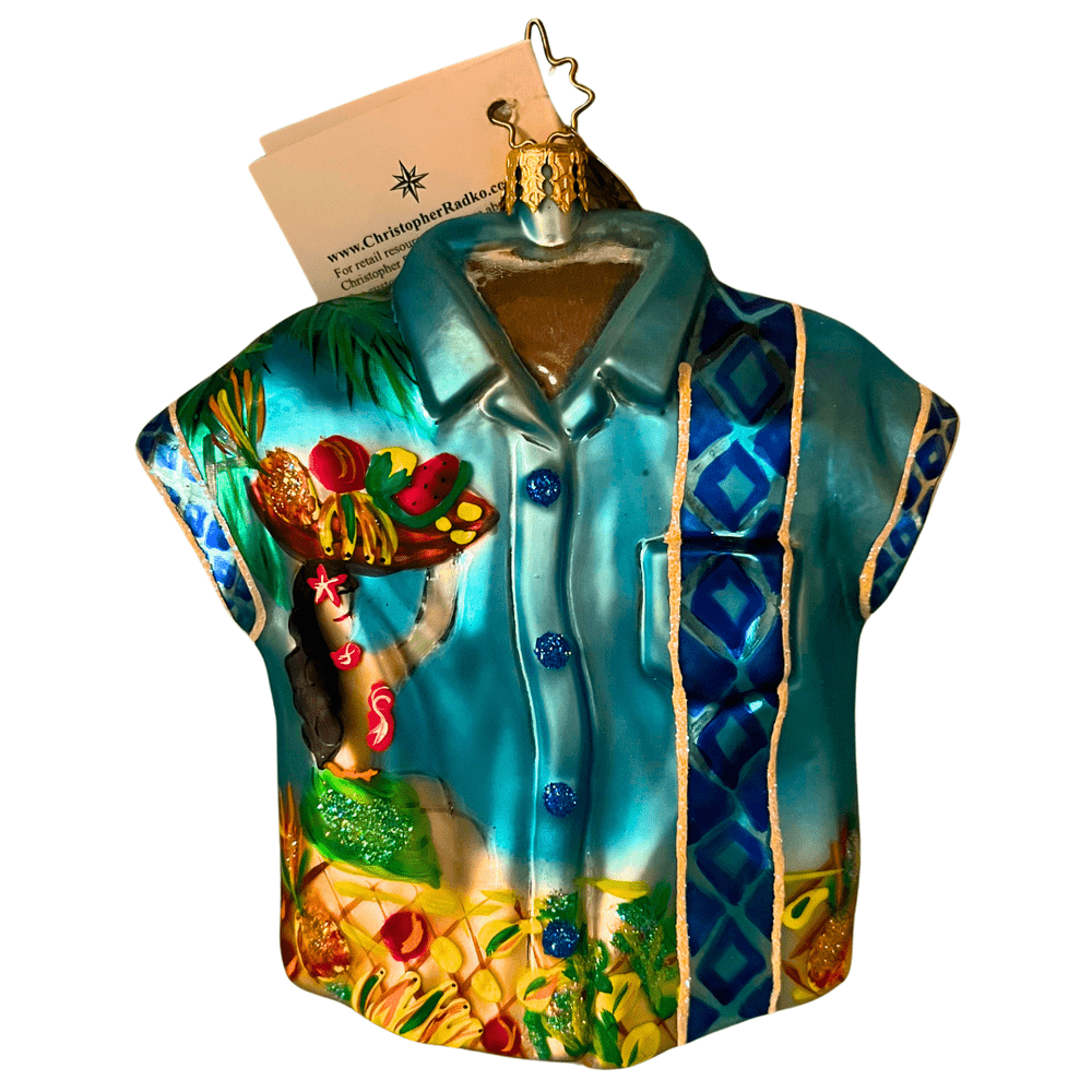 White HAWAII 369さま専用ページ②　ラボ服　らぼ服　ハンドメイド christopher radko 1010782 aloha shirt aqua hawaiian shirt ornament